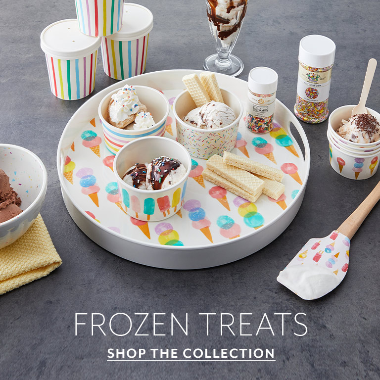 Frozen Treats, shop the collection. Ice cream in cups with sprinkes.