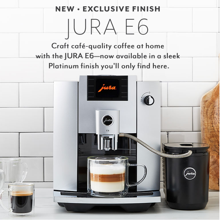 New exclusive finish Jura E6. Craft cafe-quality coffee at home with the Jura E6 now available in a sleek Platinum finish you'll only find here.