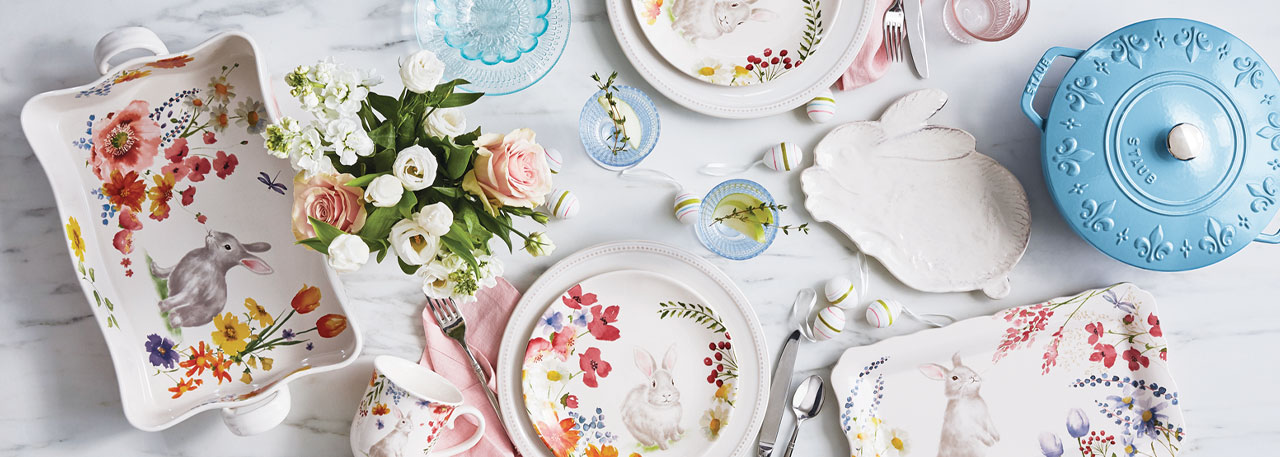 Floral Dinnerware with rabbits