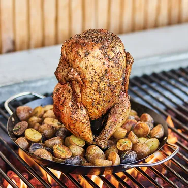 Beer Can Chicken with Tangy Tomato-Brown Sugar Mop Sauce