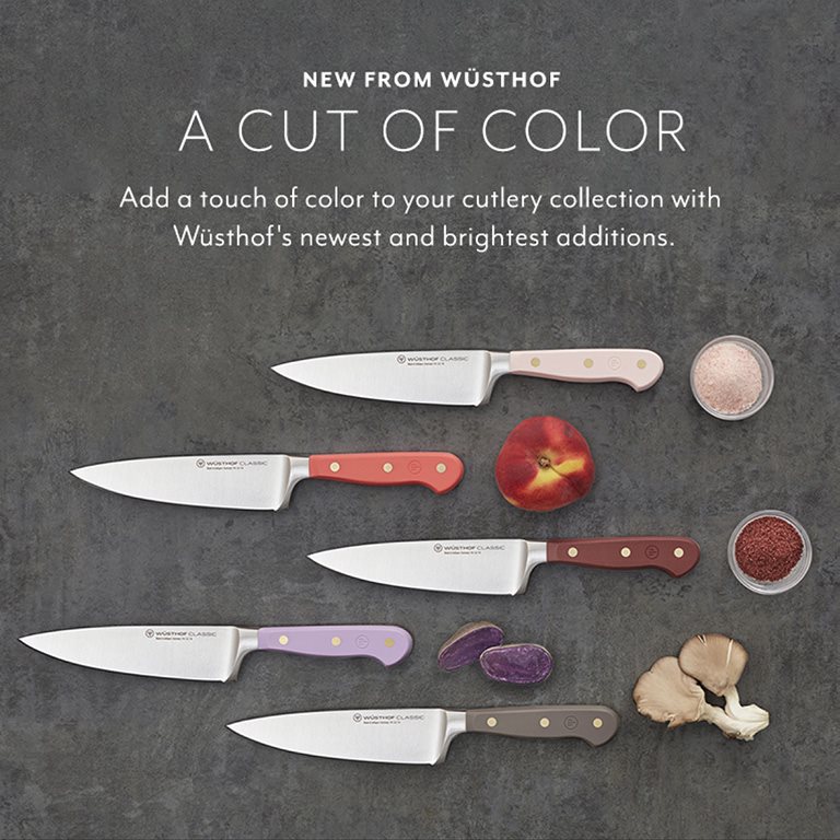 New from Wüsthof a cut of color. Add a touch of color to your cutlery collection with Wüsthof's newest and brightest additions.