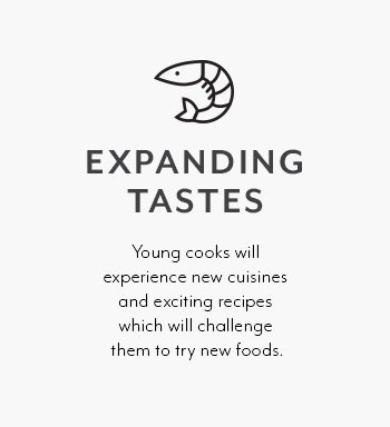 EXPANDING TASTES.Young cooks will experience new cuisines and exciting recipes will challenge them to try new foods.