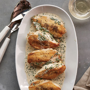Pan-Roasted Chicken with Wine and Herb Sauce