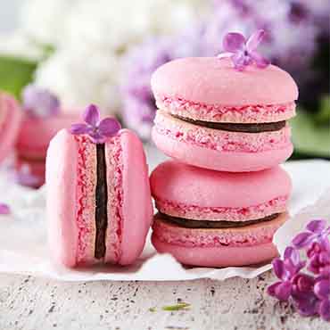 Strawberry Macaron with Dark Chocolate Ganache
