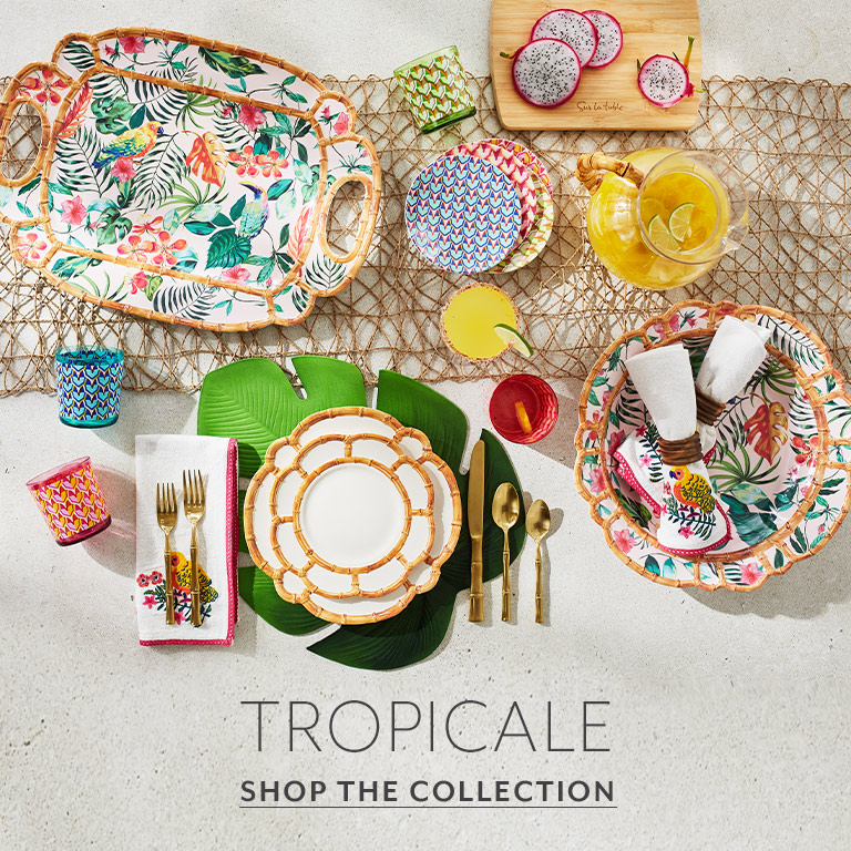 Bamboo motif melamine dinnerware inspired by a tropical escape