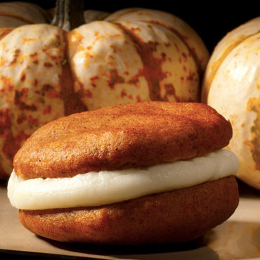 Pumpkin Whoopie Pies with Cream Cheese Frosting Filling