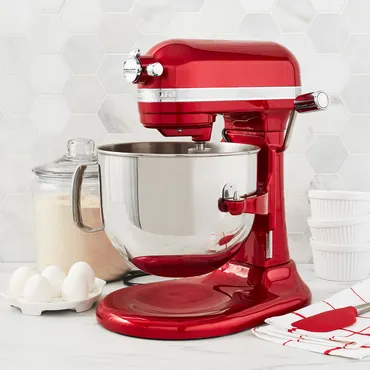 KitchenAid mixer in candy apple red