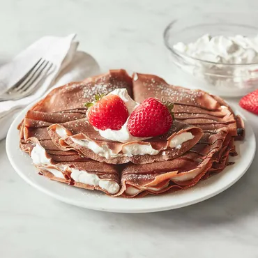 Chocolate Crêpes with Berries and Mascarpone Cream