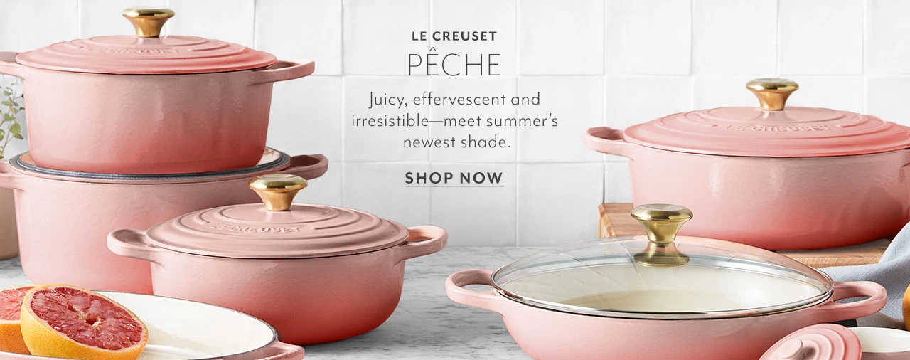 Le Creuset Peche. Juicy, effervescent and irresistible - meet summer's newest shade. Shop Now.