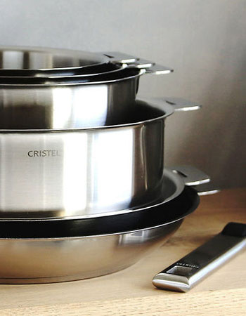 Cristel nested cookware with removable handles