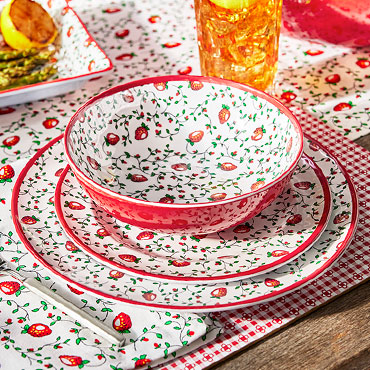 Sur La Table Strawberry 12-Piece Outdoor Melamine Dinnerware Set