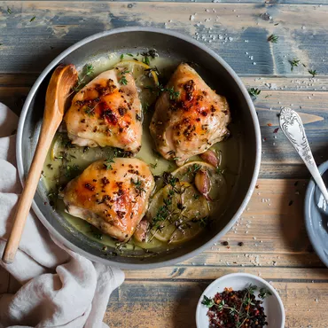 Pan-Roasted Chicken with White Wine Compound Butter
