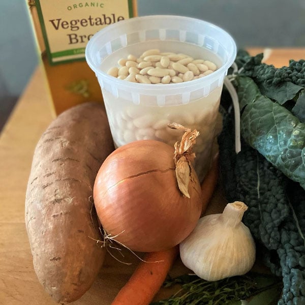 ingredients for Kale and White Bean Soup