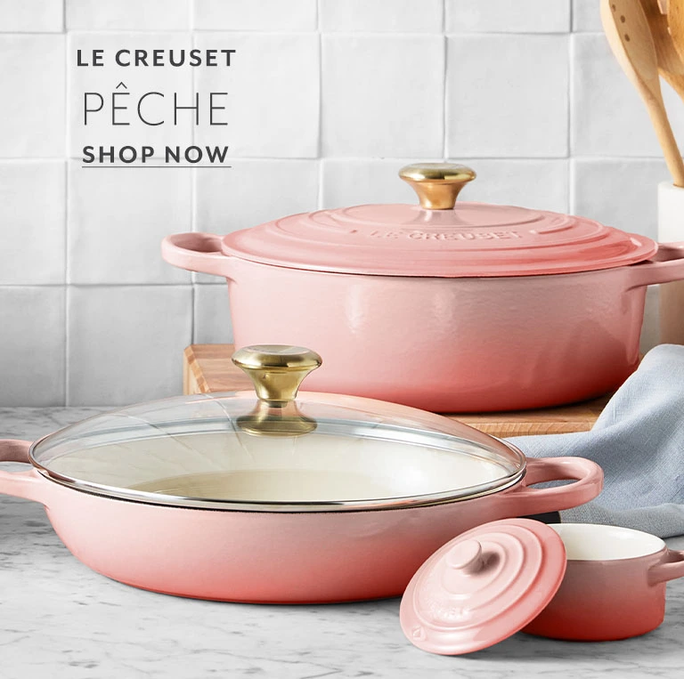 Le Creuset Peche. Juicy, effervescent and irresistible - meet summer's newest shade, shop now.